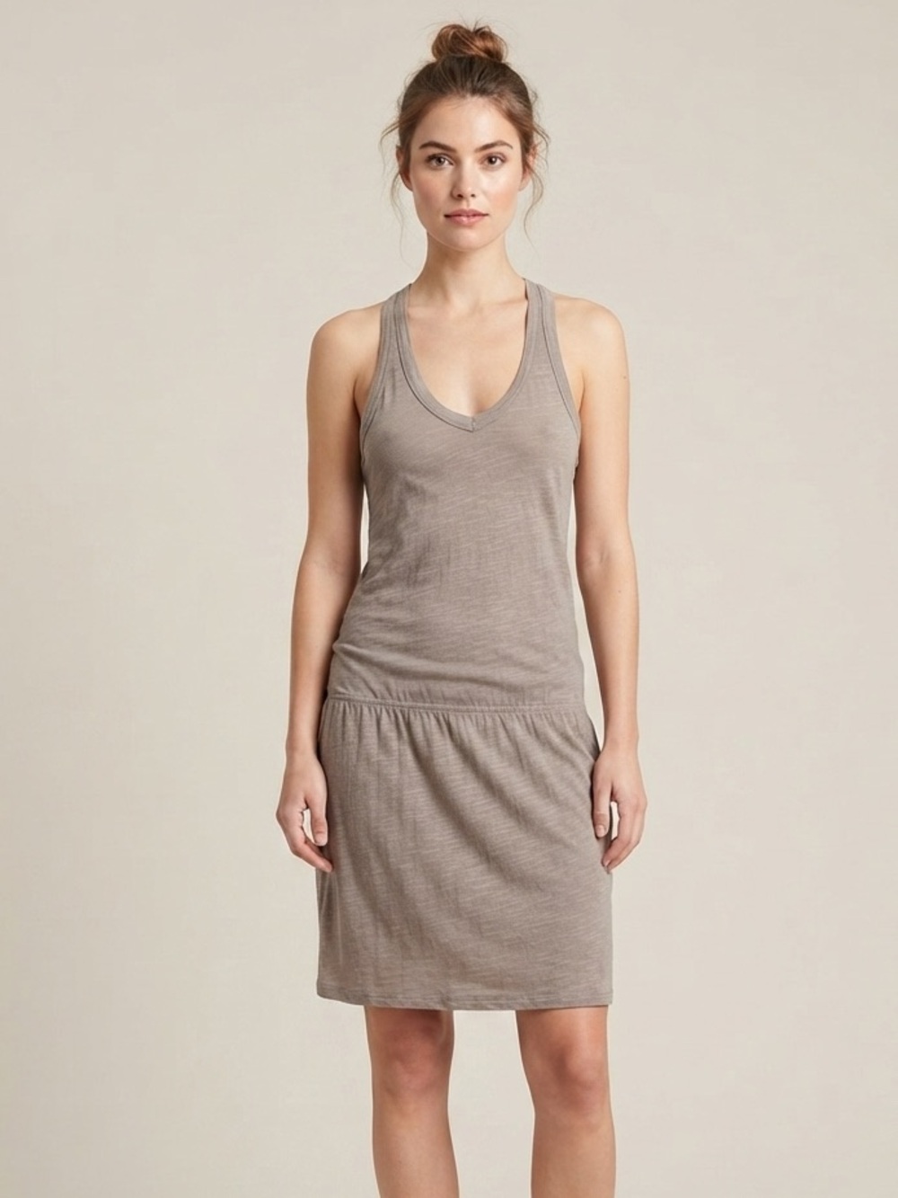 James Perse Sz S Neutral Cotton Casual Relaxed Dress